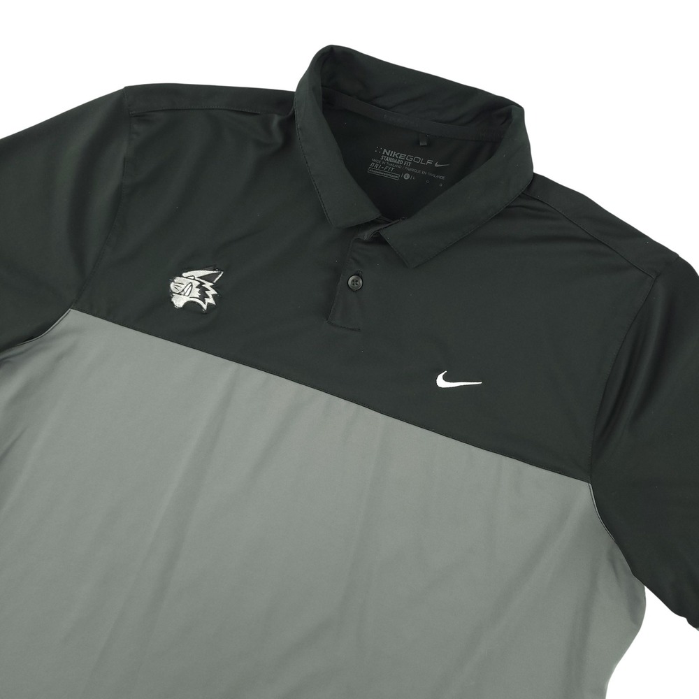 Nike Golf Dri-FIT Polo Shirt Mens L Black Gray Colorblock Wildcat Golf Top